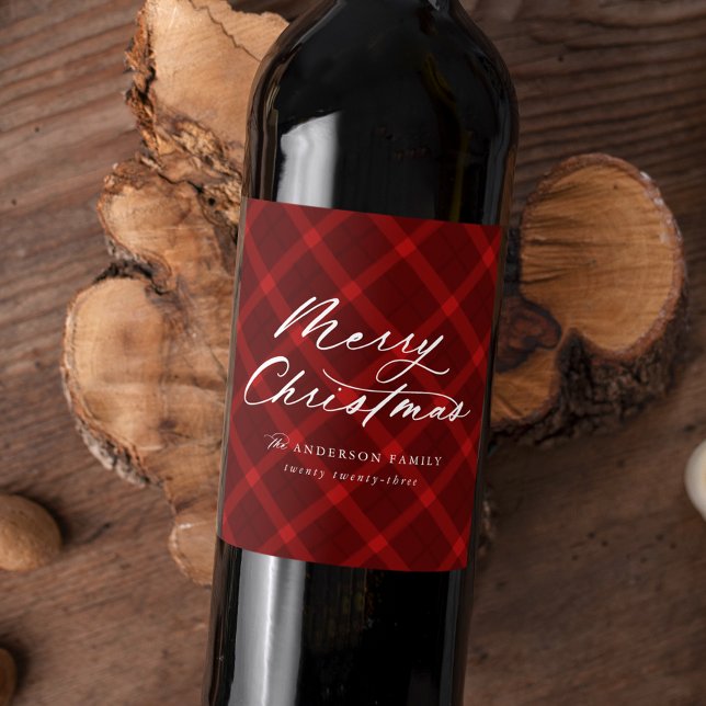 Rótulo De Garrafa De Cerveja Xadrez Vermelha Bruta Feliz Natal (Criador carregado)