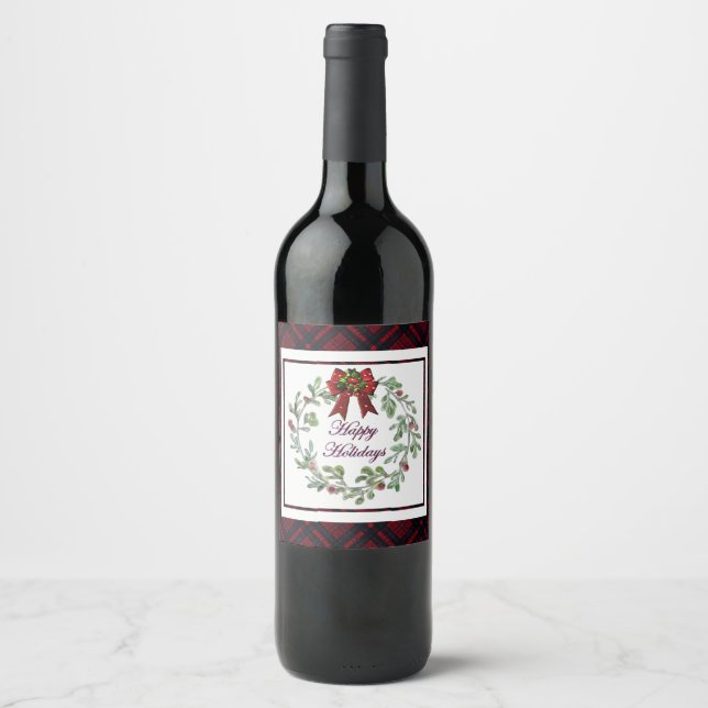 Rótulo De Garrafa De Cerveja Xadrez Vermelha Feliz Feriados (Frente)