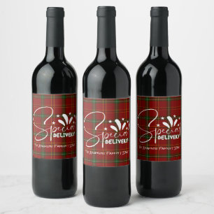 Rótulo De Garrafa De Cerveja Xadrez Vermelho de Natal