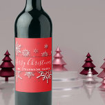 Rótulo De Garrafa De Cerveja Xmas Winter Origami Snowflakes on A Red Paper Cut<br><div class="desc">Personalized Christmas wine label design featuring stylized white snowflakes on a red paper cut out background. The text is fully customizable.</div>