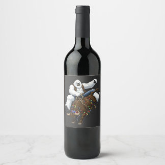 Rótulo De Garrafa De Cerveja Yeti Piloto de Touro Papai Noel Rodeio de Natal We