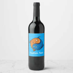 Rótulo De Garrafa De Cerveja Yin Yang Fish Cartoon