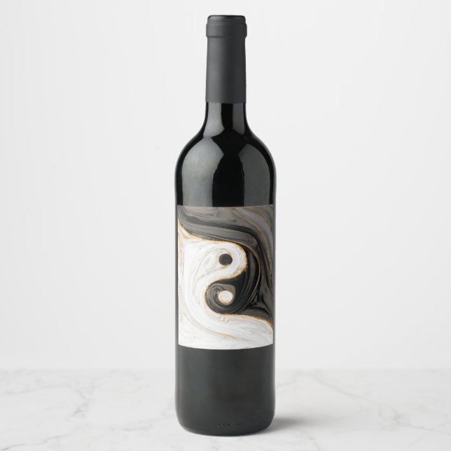 Rótulo De Garrafa De Cerveja Yin Yang Liquid Marble (Frente)