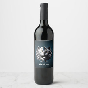 Rótulo De Garrafa De Cerveja Yin Yang Wolves.