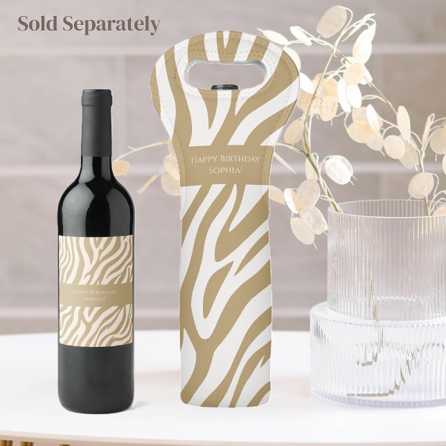 Rótulo De Garrafa De Cerveja Zebra - bege neutro (Zazzle Zebra Print-Neutral Beige Wine Bag nd bottle labels)