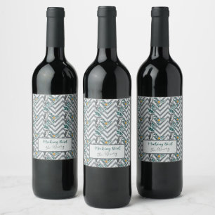 Rótulo De Garrafa De Cerveja Zigzag Pássaro % Flor Padrão