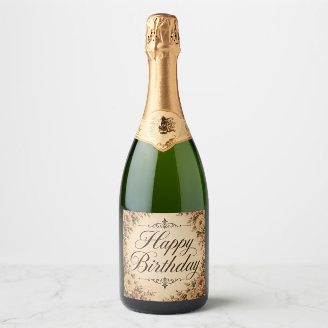 rótulo de garrafa de champanhe de aniversário com  (Frente)