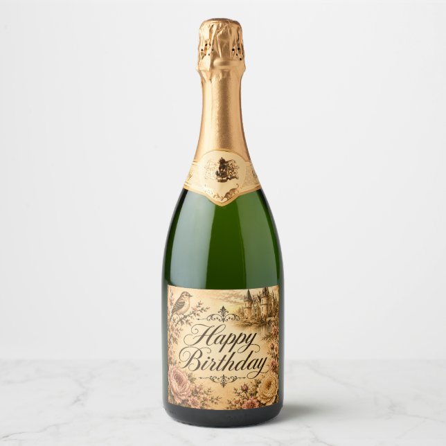rótulo de garrafa de champanhe de aniversário esti (Frente)