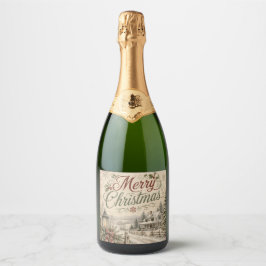 rótulo de garrafa de champanhe de Natal estilo des