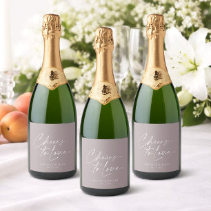 Rótulo de Garrafa de Champanhe para Casamento Lilá