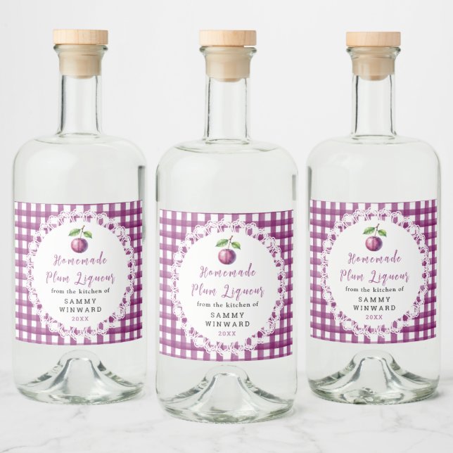 Rótulo de Garrafa de Licor de Ameixa Caseiro (Garrafas)
