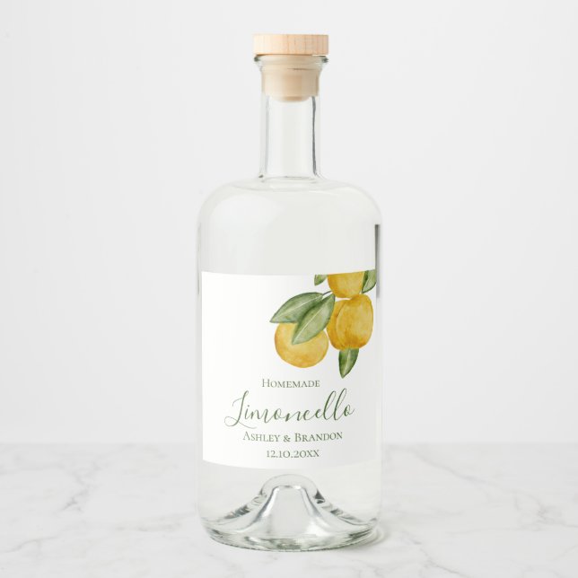 Rótulo de Garrafa de Limoncello, Água-marinha de L (Frente)
