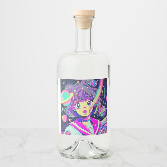 Rótulo de Garrafa de Liquidez da Menina de Anime K (Frente)