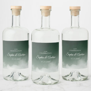 Rótulo de Garrafa de Líquido de Casamento Verde Es