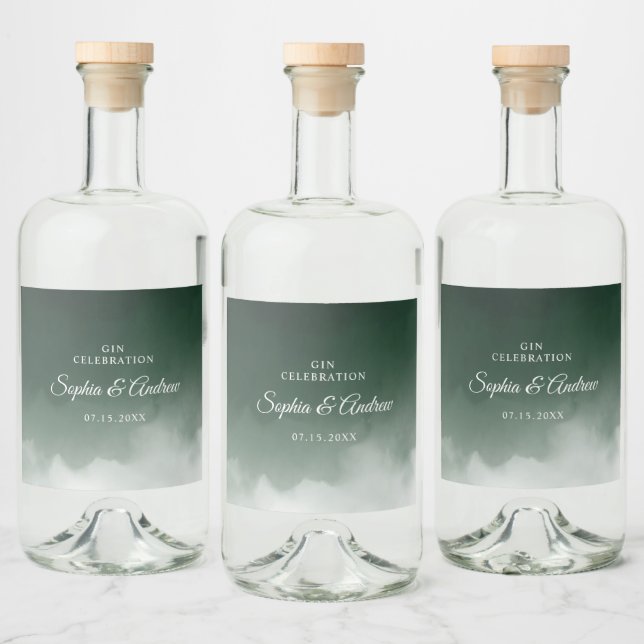 Rótulo de Garrafa de Líquido de Casamento Verde Es (Garrafas)