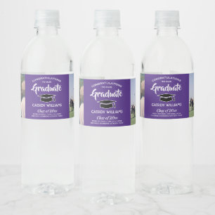Rótulo De Garrafa De Vinho 2 Parabéns para graduação de fotos em roxo e br