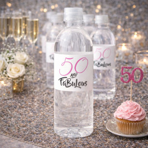 Rótulo De Garrafa De Vinho 50 e Fabuloso Rosa Festa de Aniversário Personaliz