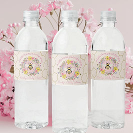 Rótulo De Garrafa De Vinho A Little Honey Is On the Way Pink Baby Shower