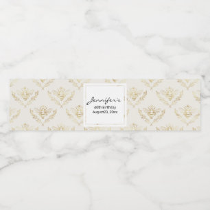 Rótulo De Garrafa De Vinho Abelha ouro com Padrão Coroa Aniversário