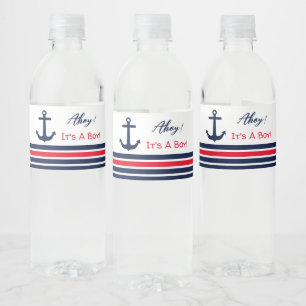 Rótulo De Garrafa De Vinho Ahoy, é um menino! Chá de fraldas náutico