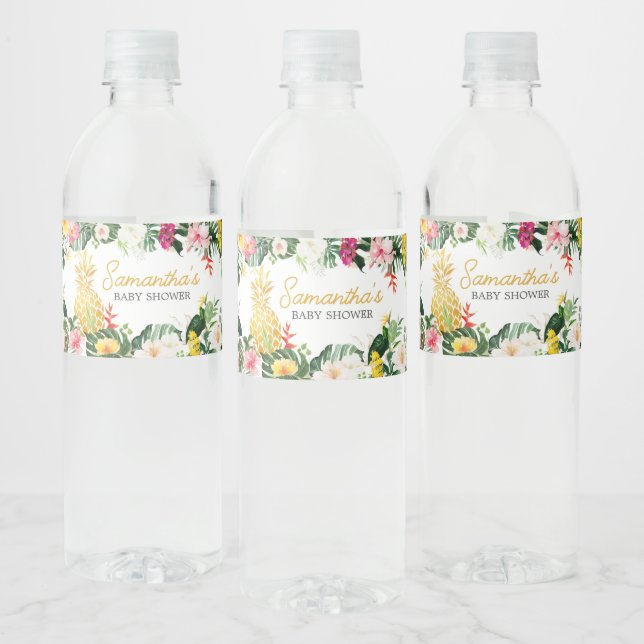 Rótulo De Garrafa De Vinho Aloha Baby Pineapple Baby Shower (Garrafas)