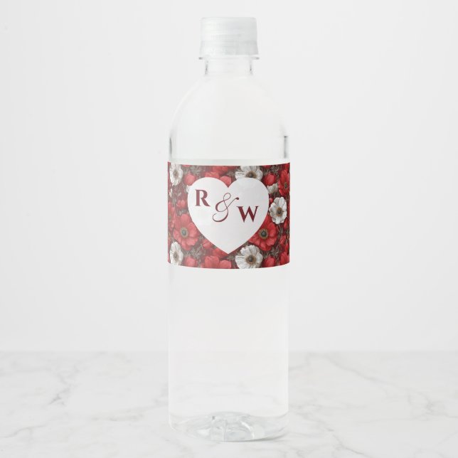 Rótulo De Garrafa De Vinho Anêmonas Rústicas Estética Casamento Sazonal (Frente)