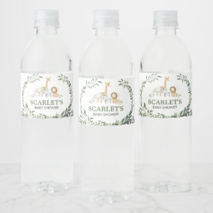 Rótulo De Garrafa De Vinho Animais da Floresta Chã de Bebê Botânico