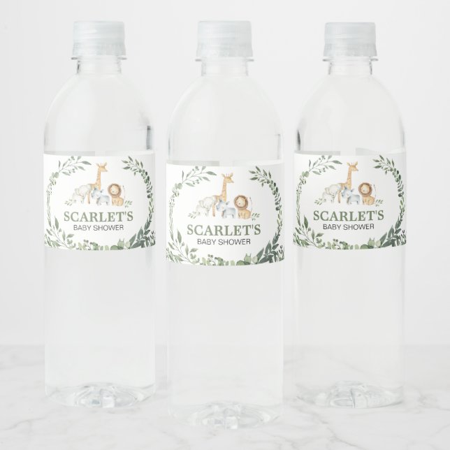Rótulo De Garrafa De Vinho Animais da Floresta Chã de Bebê Botânico  (Garrafas)