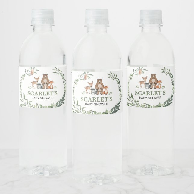 Rótulo De Garrafa De Vinho Animais da Floresta Churrasco de Bebê  (Garrafas)