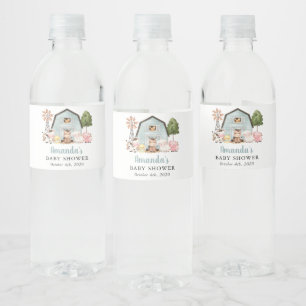 Rótulo De Garrafa De Vinho Animais de Fazenda, Animais Fofos, Celeiro Azul, C