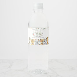 Rótulo De Garrafa De Vinho Animais Selvagens, Safari, Flores, Chá de fraldas
