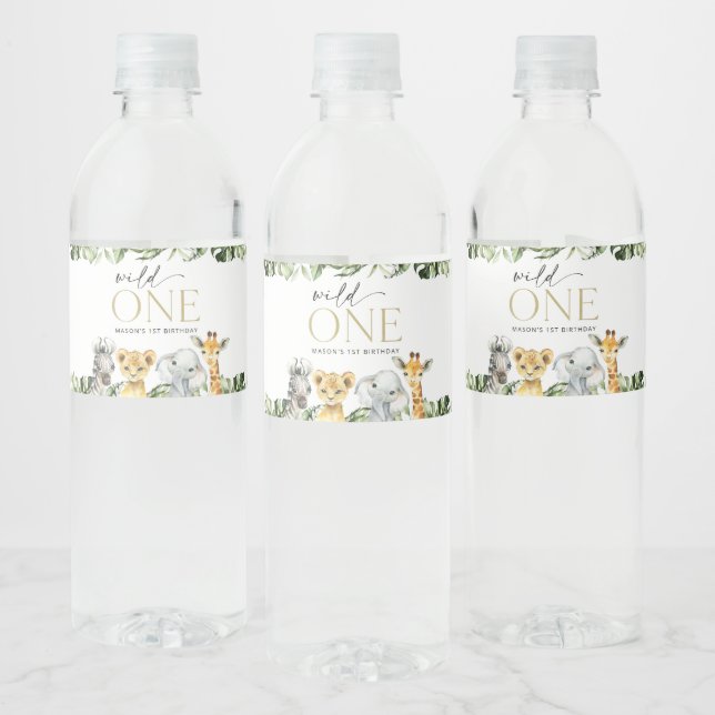 Rótulo De Garrafa De Vinho Animais Selvagens, Safari, Selvagem Um, Primeiro A (Garrafas)