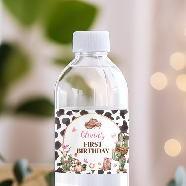 Rótulo De Garrafa De Vinho Aniversário da Arco Rosa-Rosa-Cowgirl Ocidental (Criador carregado)