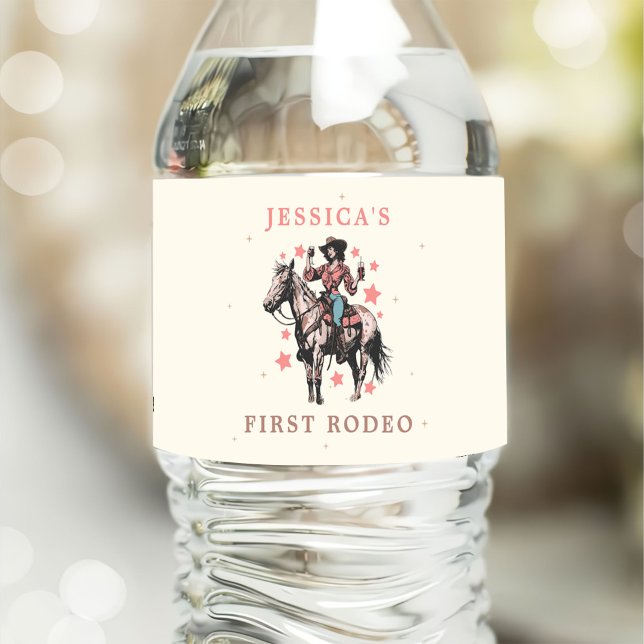 Rótulo De Garrafa De Vinho Aniversário da Cowgirl Ocidental selvagem do Oeste (Criador carregado)