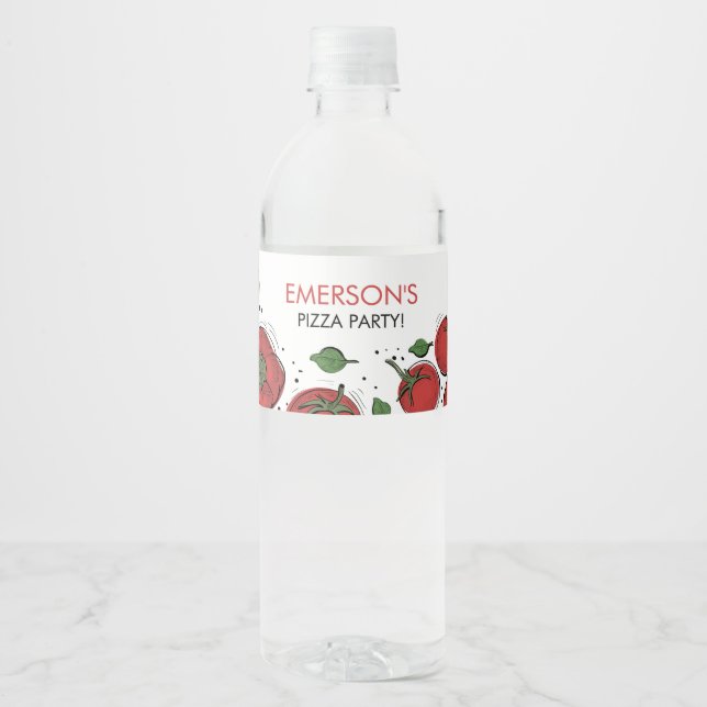 Rótulo De Garrafa De Vinho Aniversário da Pizza Party (Frente)