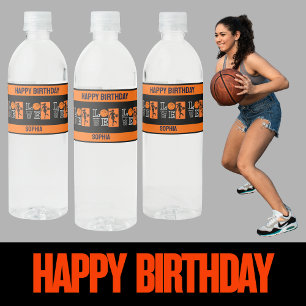 Rótulo De Garrafa De Vinho Aniversário de Basquete, Jogadora de Basquete
