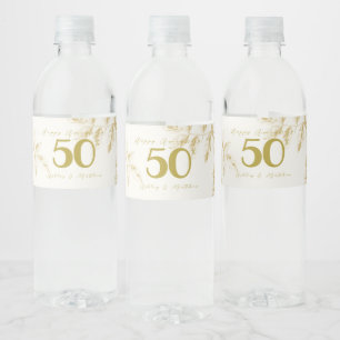 Rótulo De Garrafa De Vinho Aniversário de casamento dourado vintage com scrip