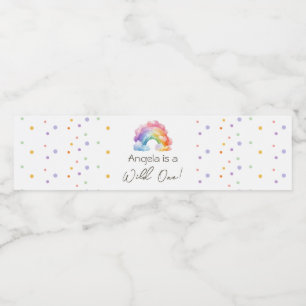 Rótulo De Garrafa De Vinho Aniversário de criança Wild One Rainbow