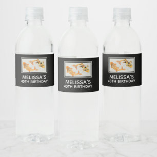 Rótulo De Garrafa De Vinho Aniversário de Peixe Koi Na moda Dourado