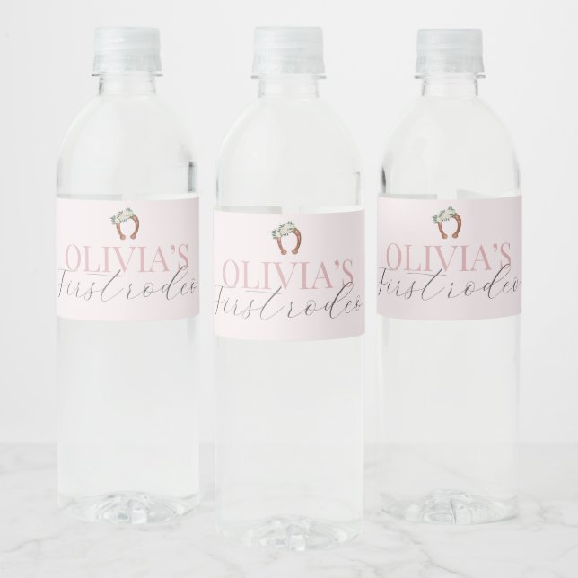 Rótulo De Garrafa De Vinho Aniversário de rodeio de vaqueira ocidental rosa (Garrafas)
