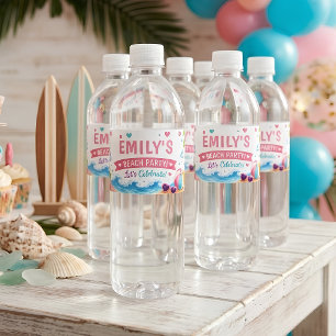 Rótulo De Garrafa De Vinho Aniversário Personalizado na Praia Tropical