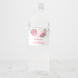 Rótulo De Garrafa De Vinho Aniversário Rosa e Verde da Melancia Gelada