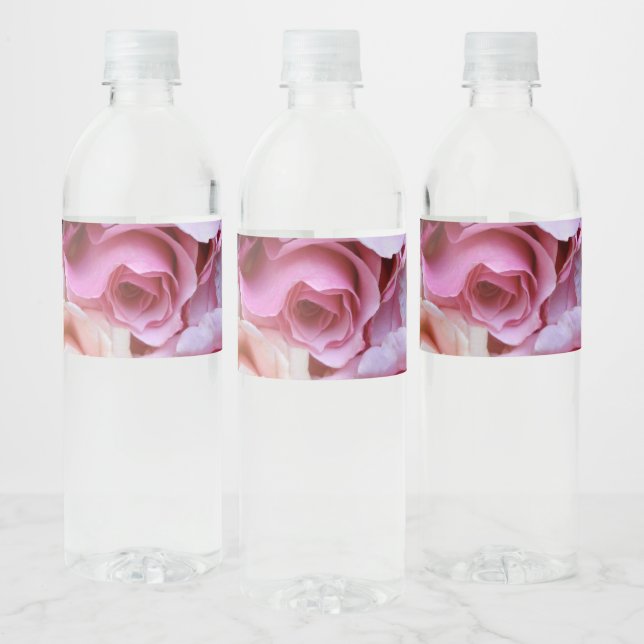 Rótulo De Garrafa De Vinho Aproximação de rosas rosa (Garrafas)