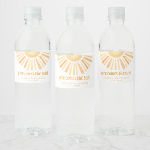 Rótulo De Garrafa De Vinho Aqui vem o chá de fraldas neutro do gênero solar