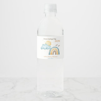 Rótulo De Garrafa De Vinho Aqui Vem O Filho De Papel De Chá de fraldas