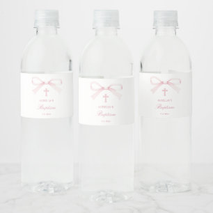 Rótulo De Garrafa De Vinho Arco de Batismo Rosa Aquarela