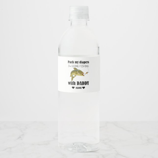 Rótulo De Garrafa De Vinho Arrume minhas Fraldas, vou pescar com Pai (Frente)