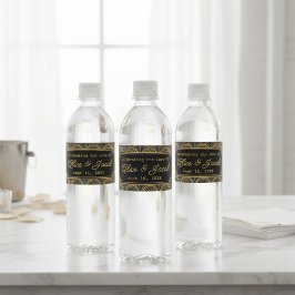 Rótulo De Garrafa De Vinho Arte Deco Personalizada Estilo Bordado para Casame