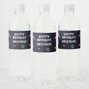 Rótulo De Garrafa De Vinho Astronauta Galaxi - aniversário azul