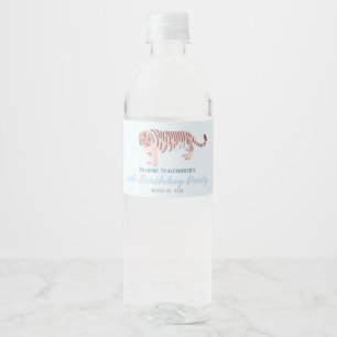 Rótulo De Garrafa De Vinho Azul Claro, Garoto Tigre Simples